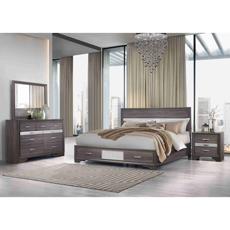 Global Furniture Usa Traditional Glam Melamine Seville Grey King Bed Group 2888